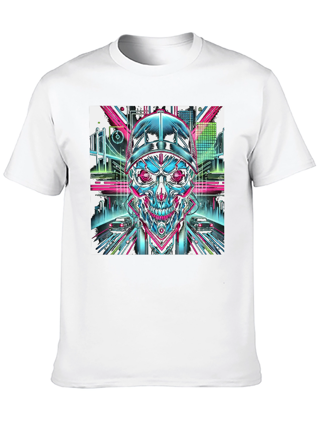 Cyberpunk Skull Graphic T-Shirt