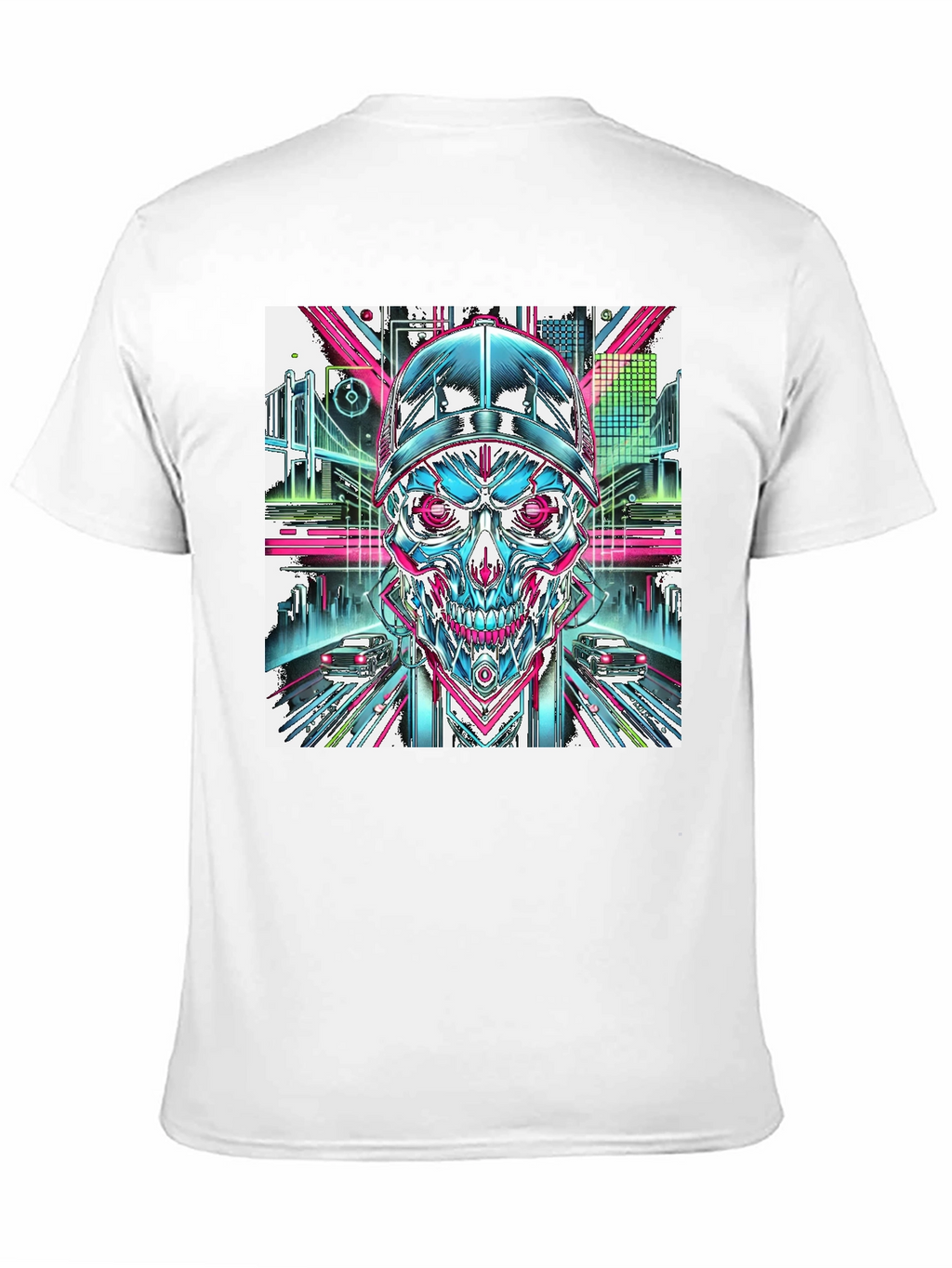 Cyberpunk Skull Graphic T-Shirt