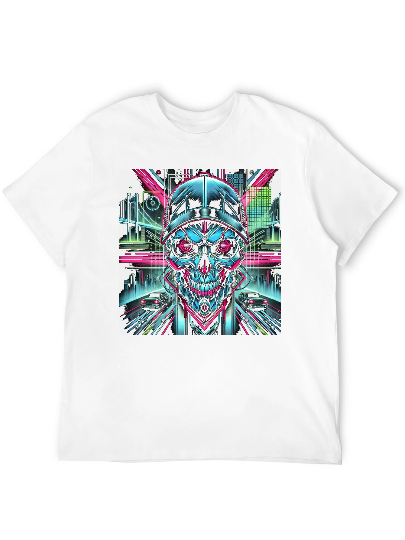 Cyberpunk Skull Graphic T-Shirt