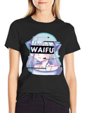 Waifu Glitch Anime Graphic Tee - Black T-Shirt