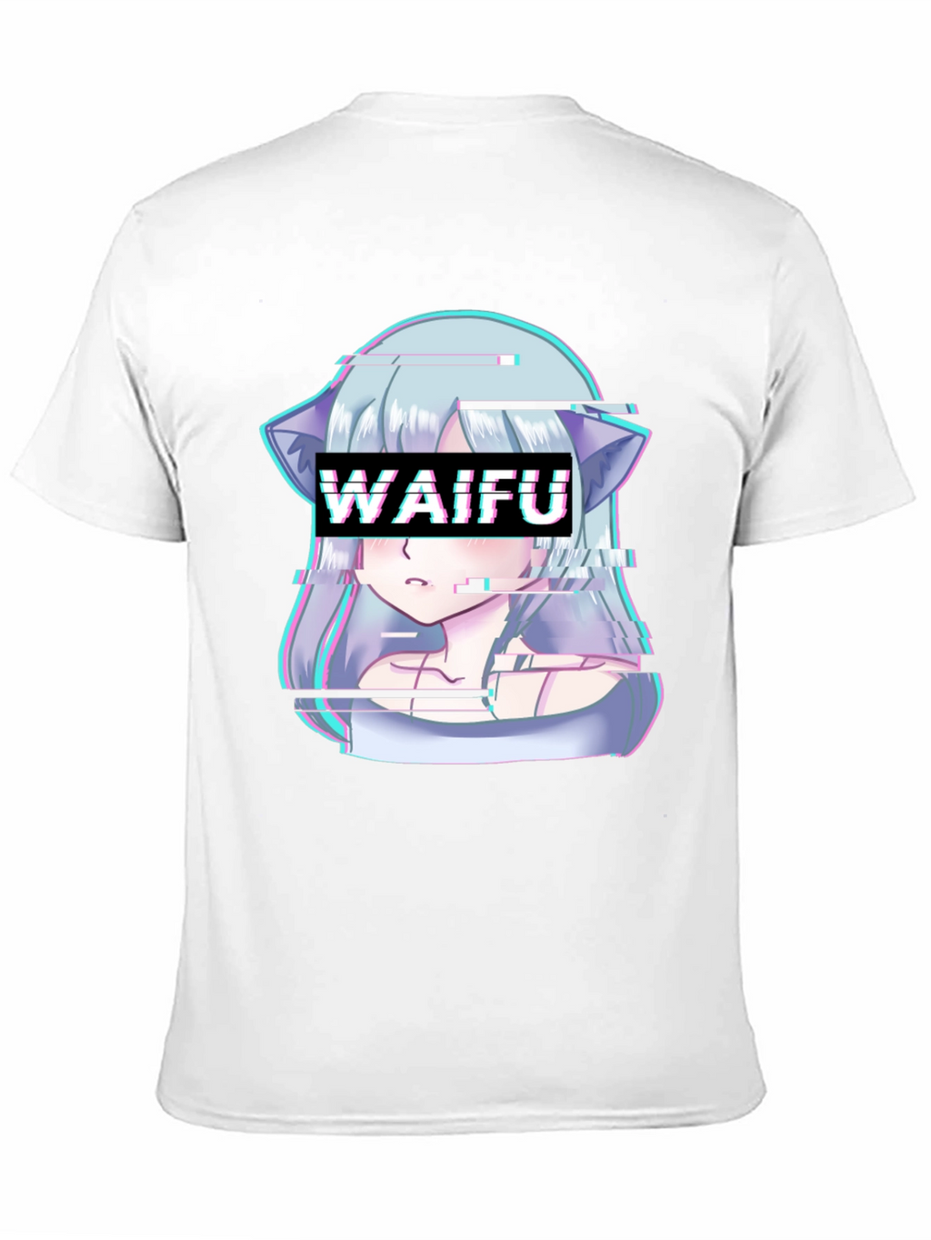 Waifu Glitch Anime Graphic Tee - Black T-Shirt