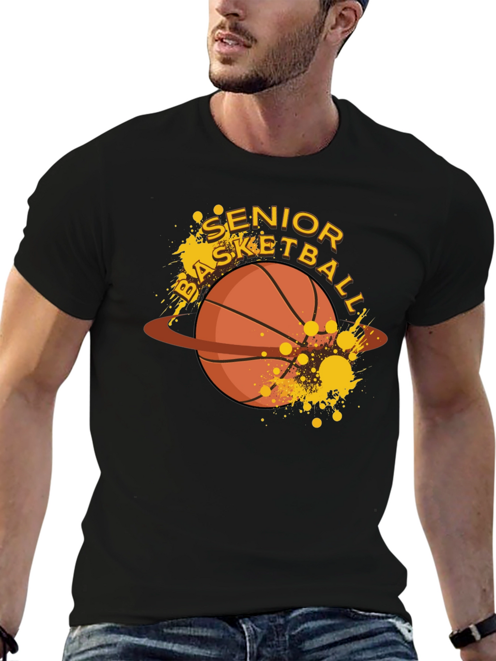 Senior Basketball Graphic T-Shirt - Black