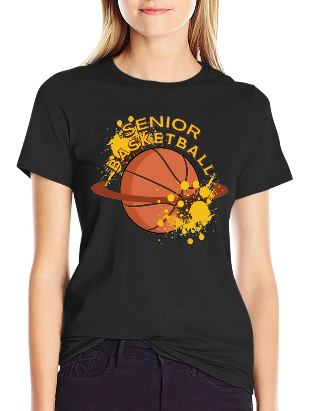 Senior Basketball Graphic T-Shirt - Black