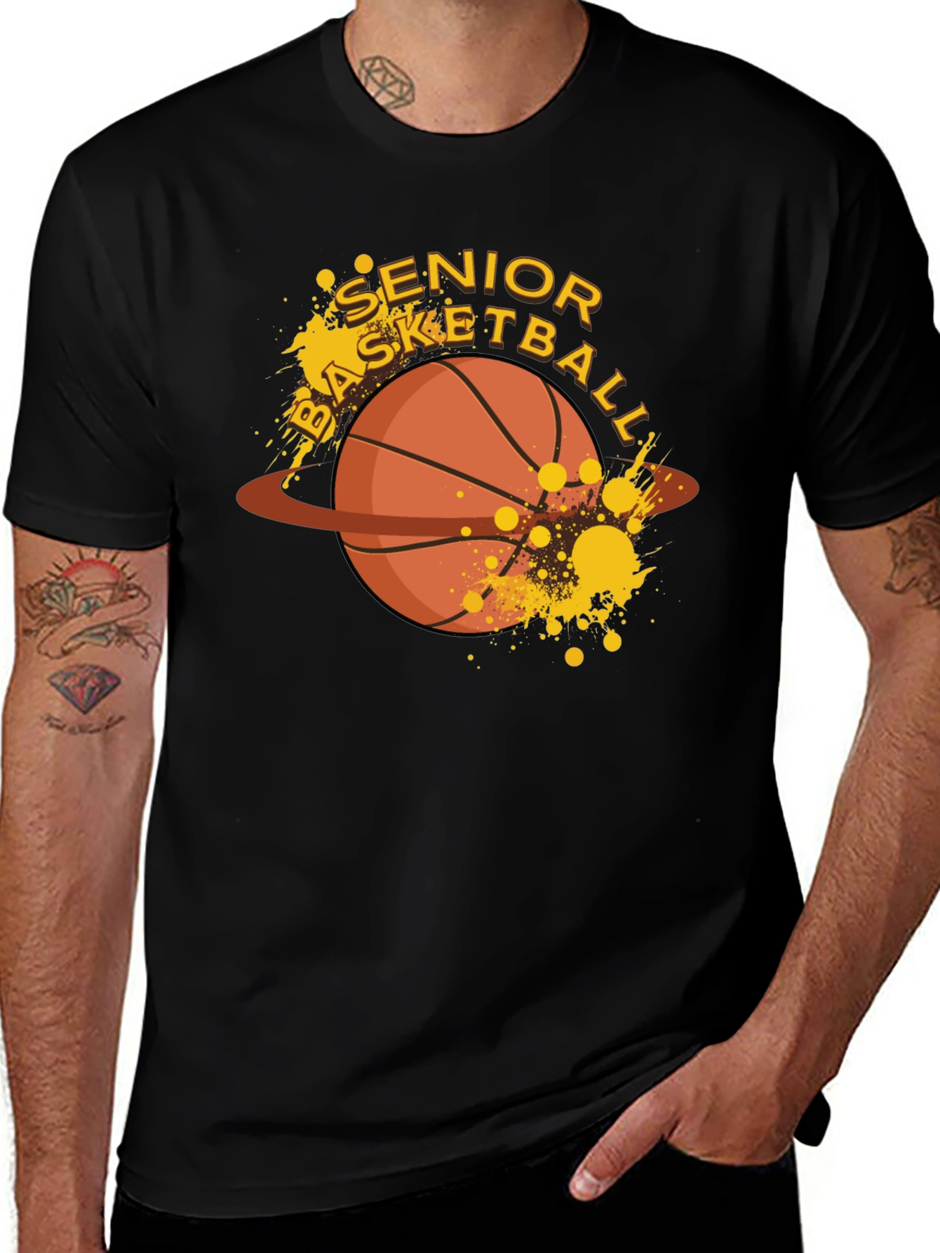 Senior Basketball Graphic T-Shirt - Black