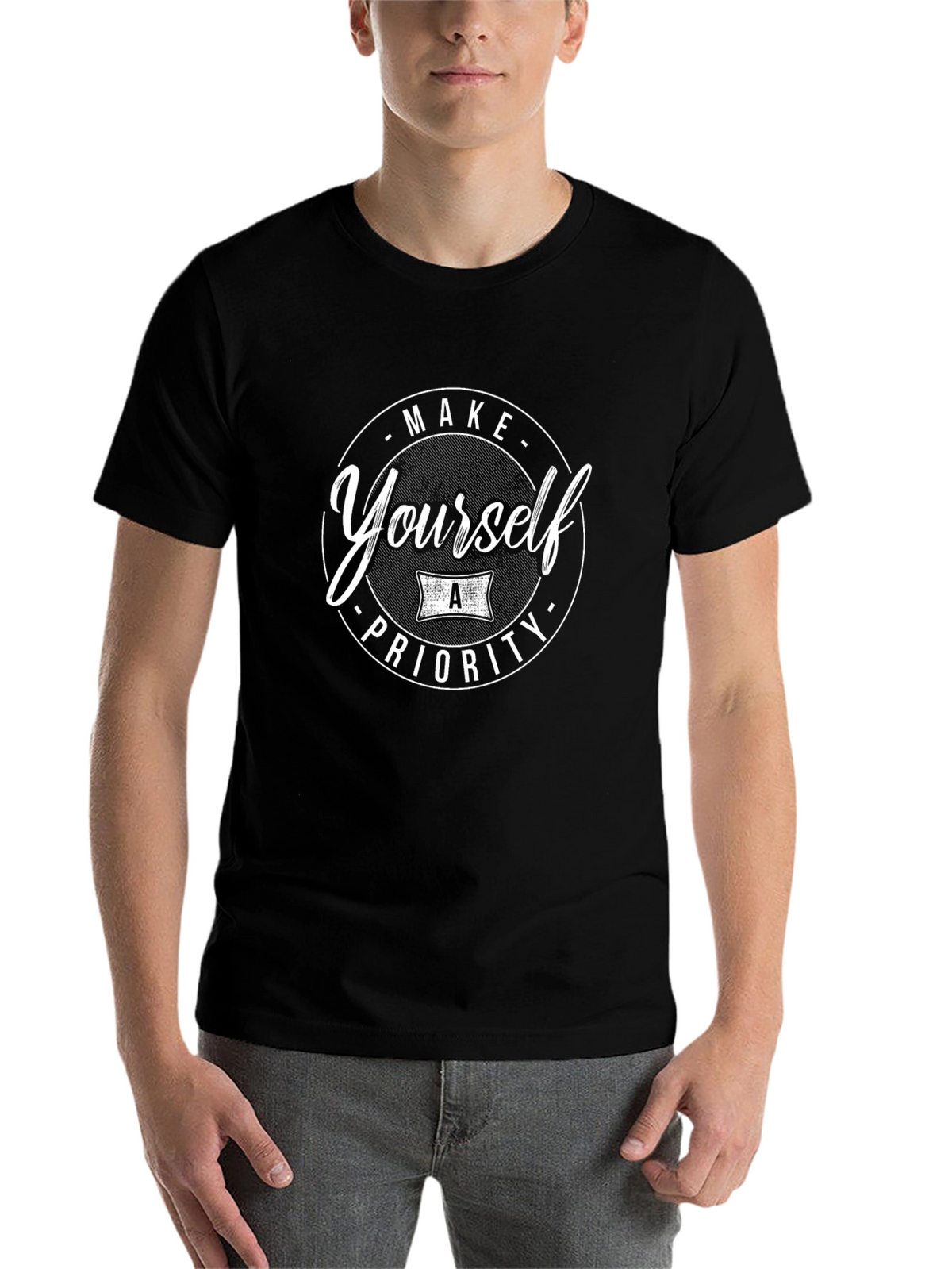 Make Yourself A Priority Black Graphic T-Shirt