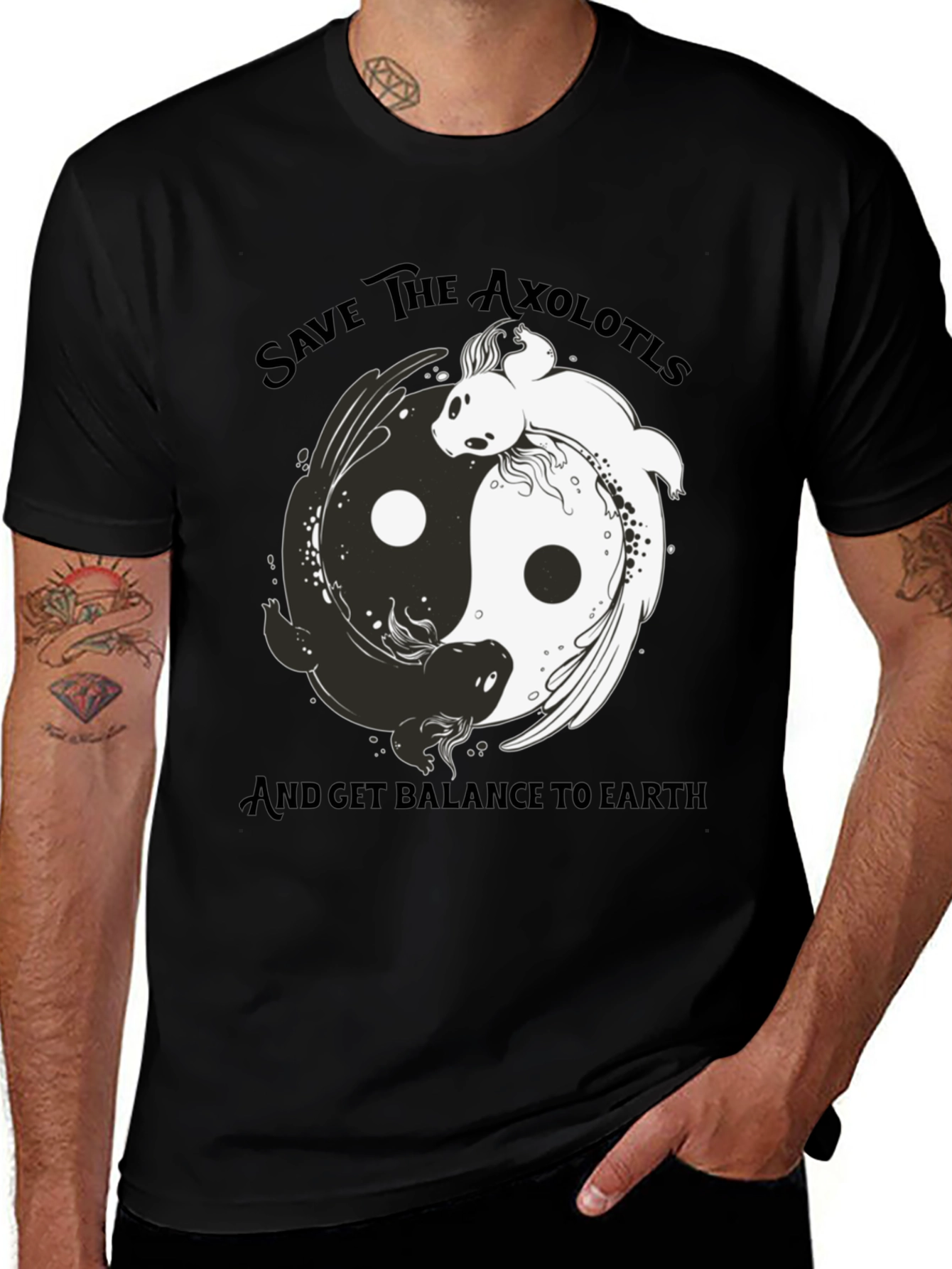 Save the Axolotls Black Graphic Tee