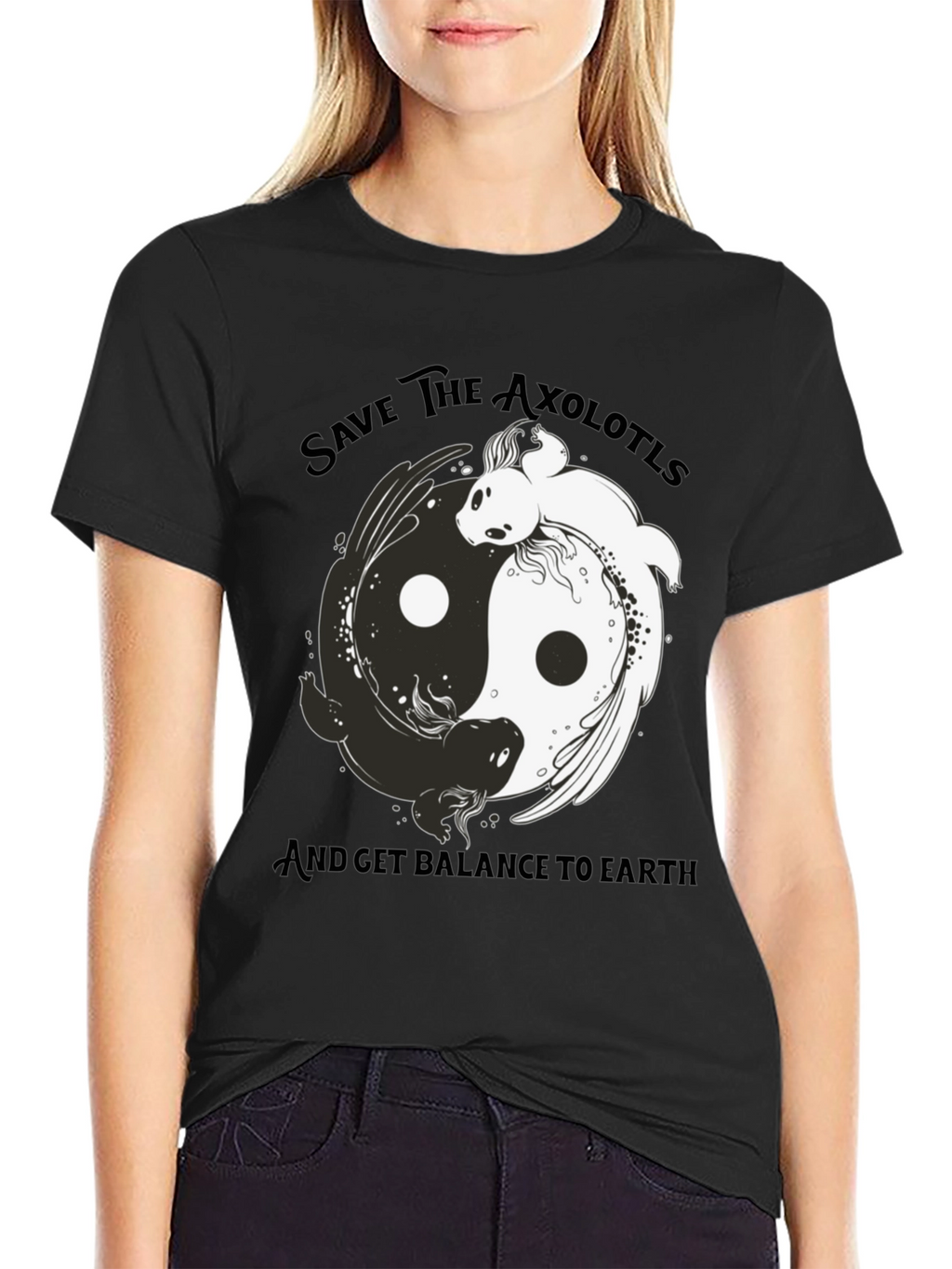 Save the Axolotls Black Graphic Tee