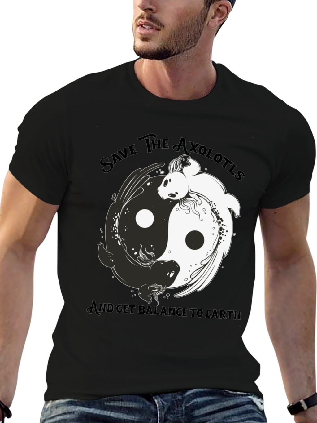 Save the Axolotls Black Graphic Tee