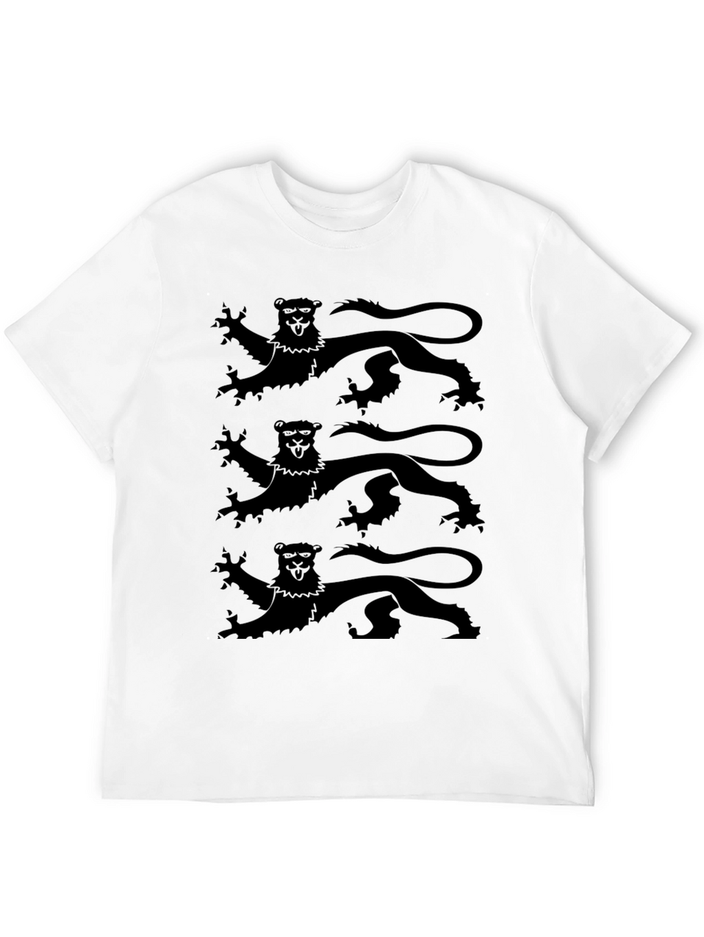 Black T-Shirt with Triple Lion Rampant Design