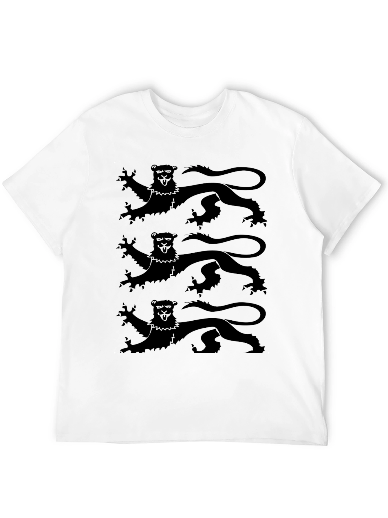 Black T-Shirt with Triple Lion Rampant Design