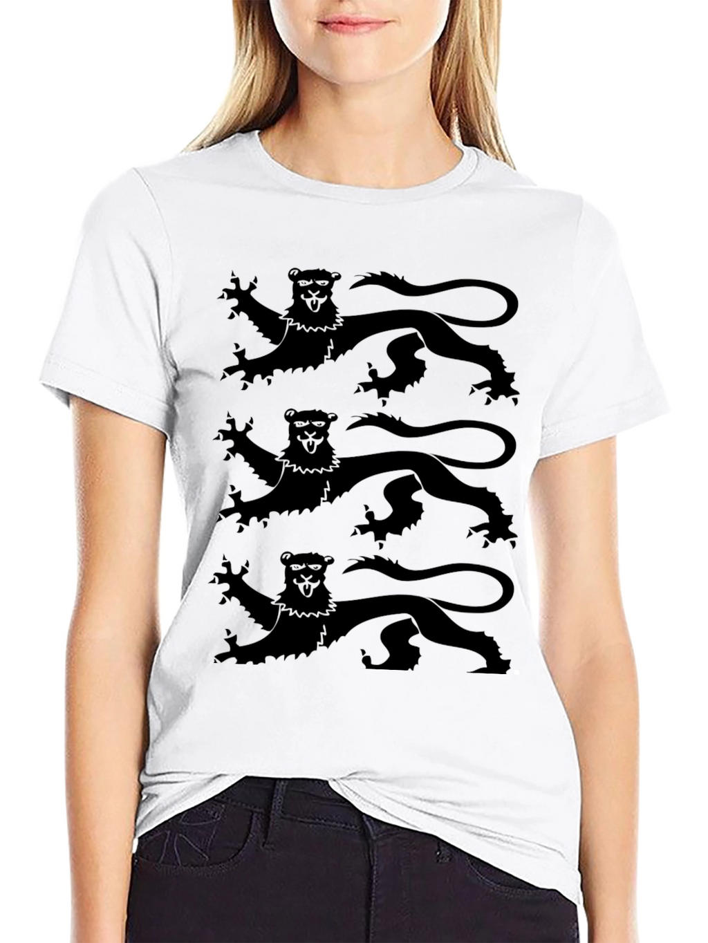 Black T-Shirt with Triple Lion Rampant Design