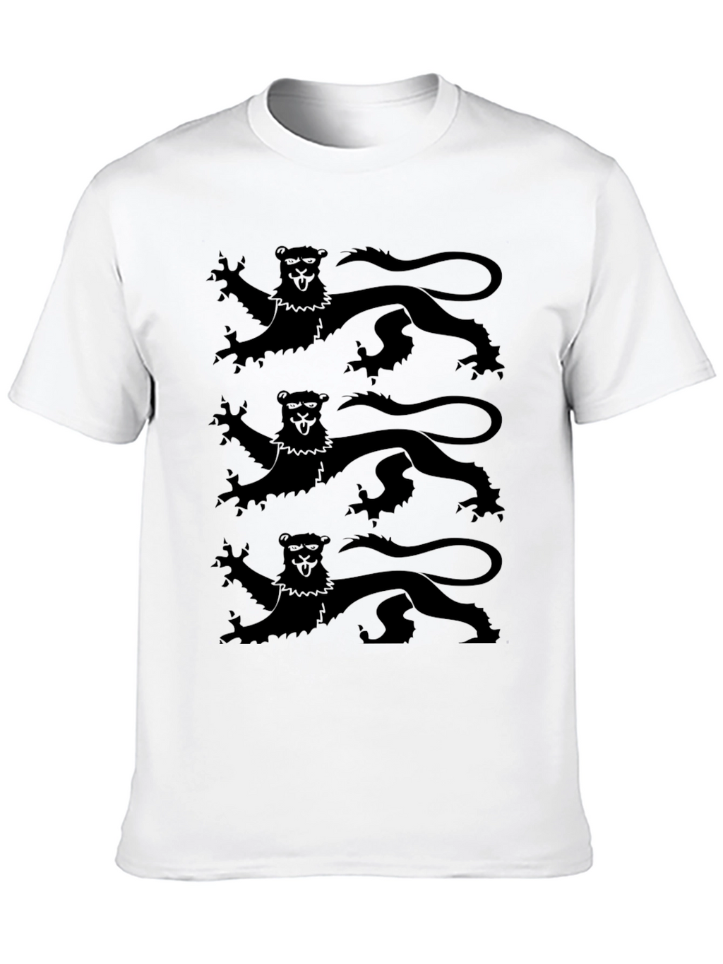 Black T-Shirt with Triple Lion Rampant Design