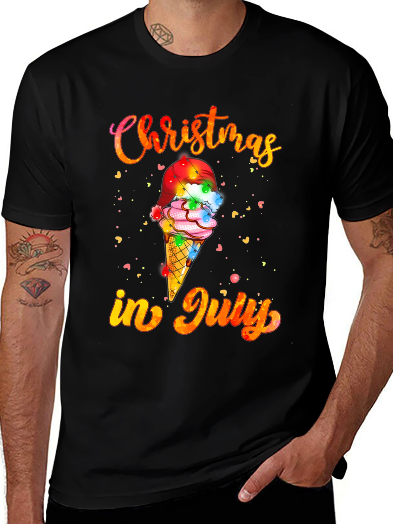 Christmas in July T-Shirt Ice Cream Santa Hat