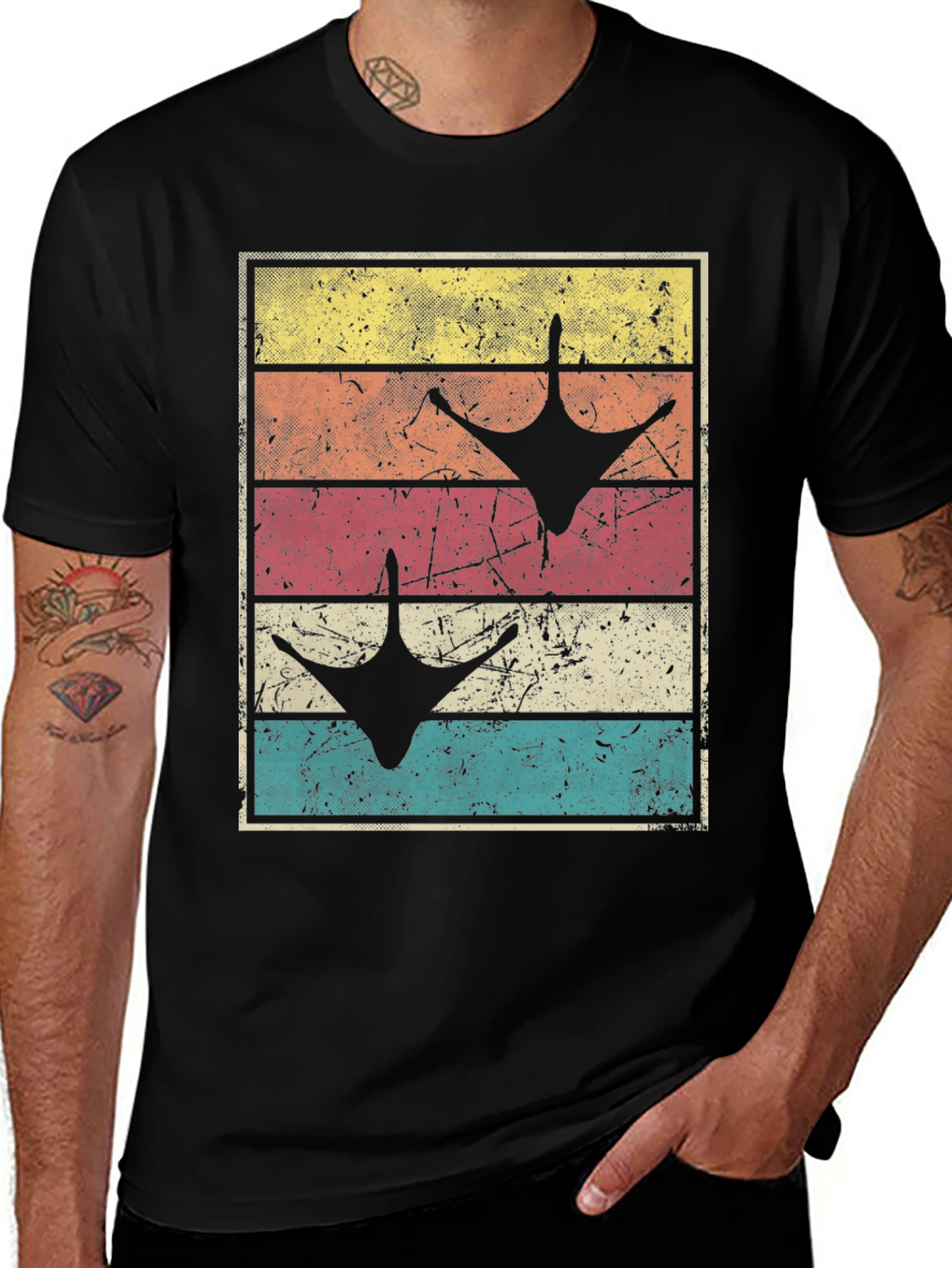Retro Sunset Goose Footprint T-Shirt