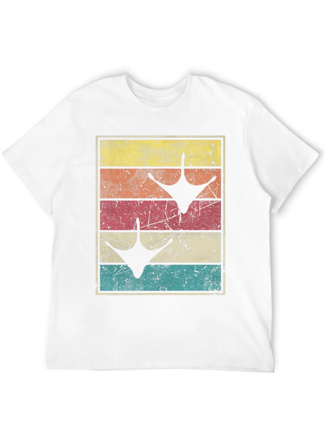 Retro Sunset Goose Footprint T-Shirt