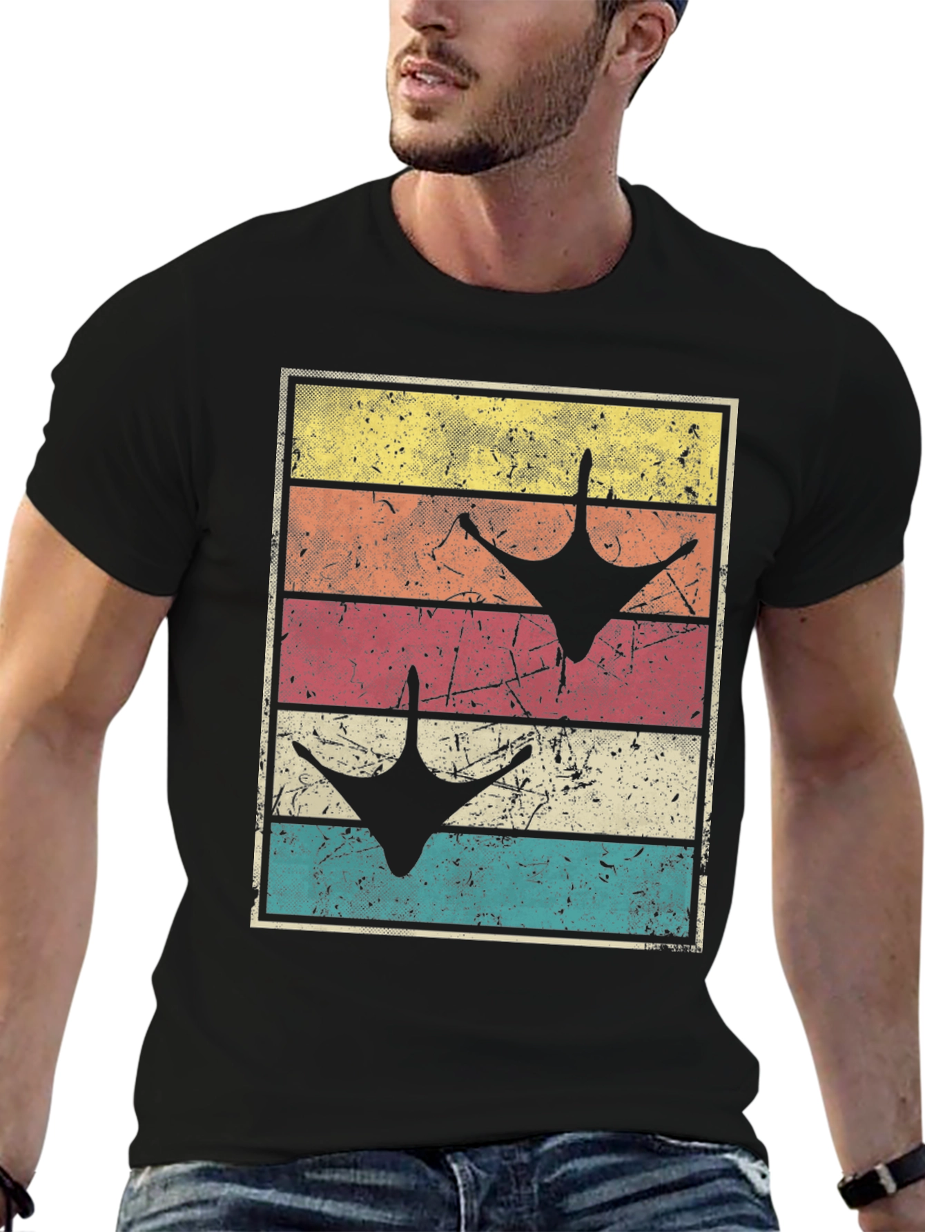 Retro Sunset Goose Footprint T-Shirt