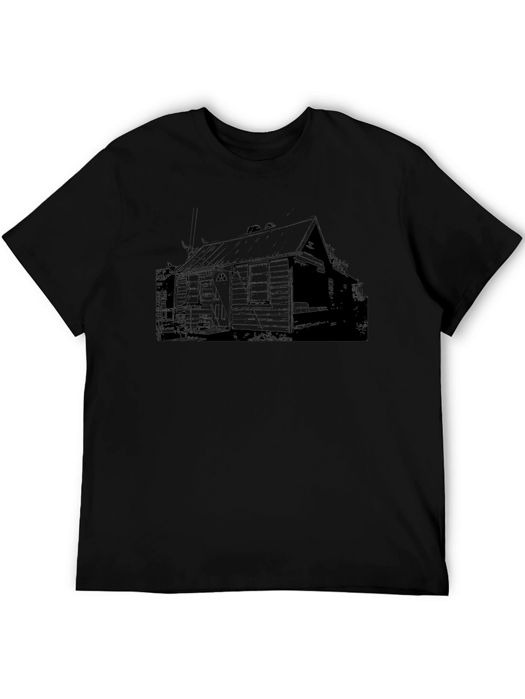 Rustic Cabin Print Black T-Shirt
