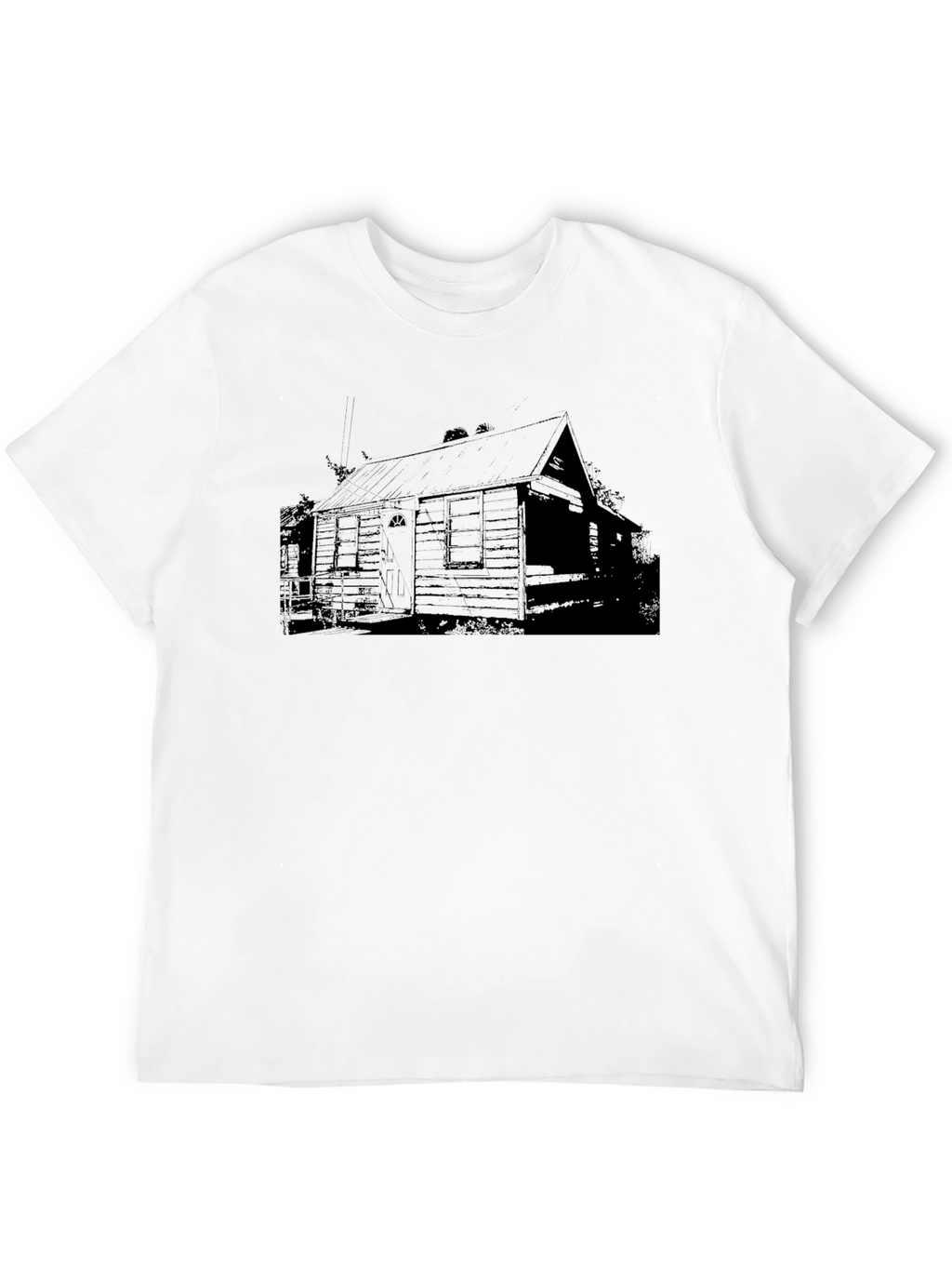 Rustic Cabin Print Black T-Shirt