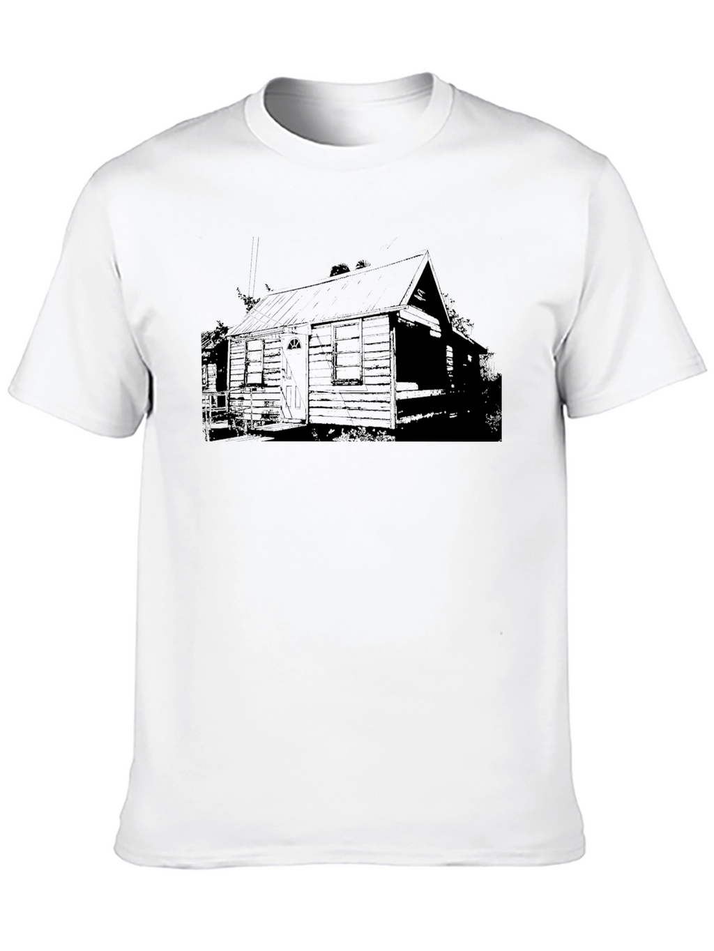 Rustic Cabin Print Black T-Shirt