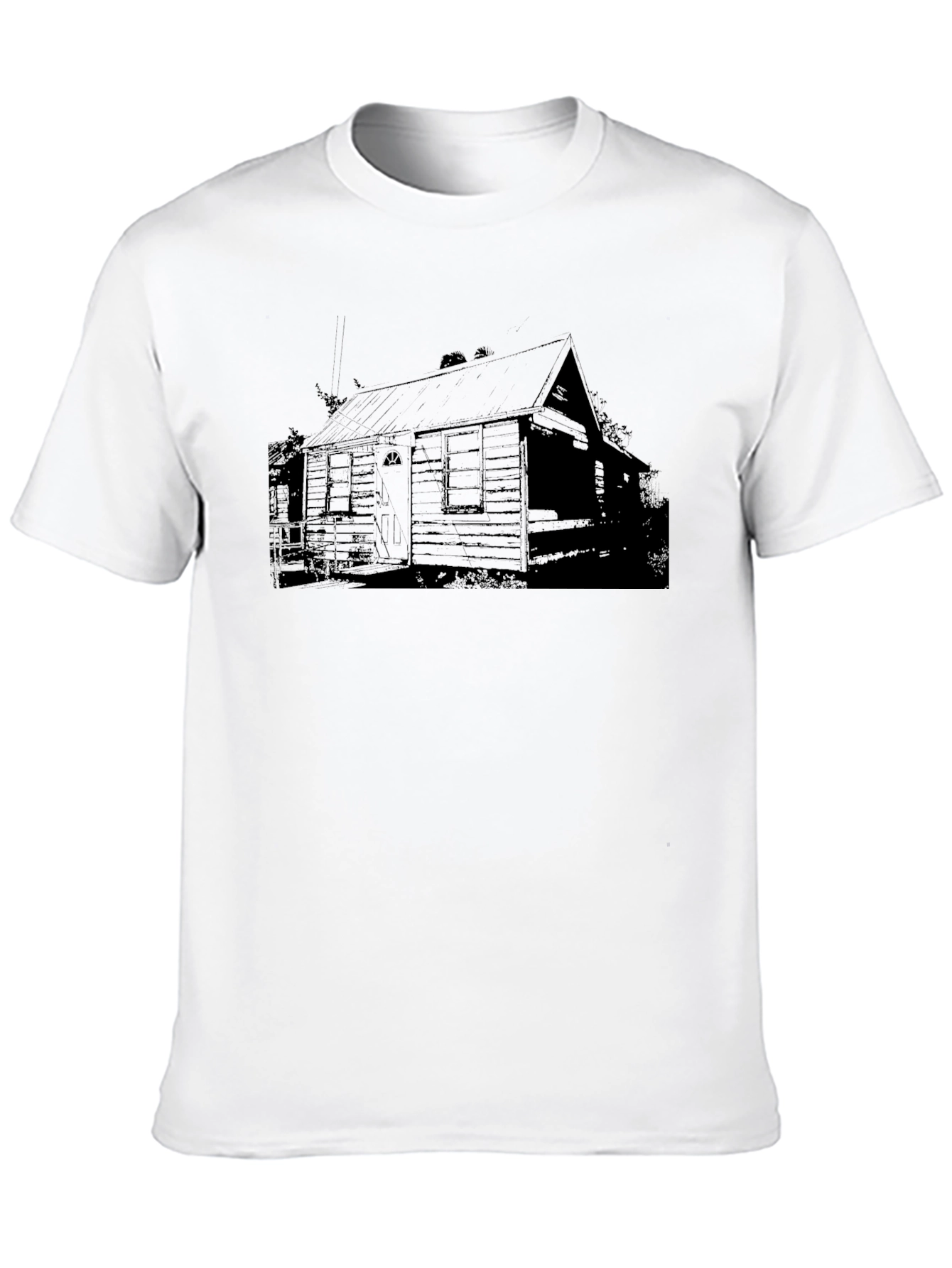 Rustic Cabin Print Black T-Shirt