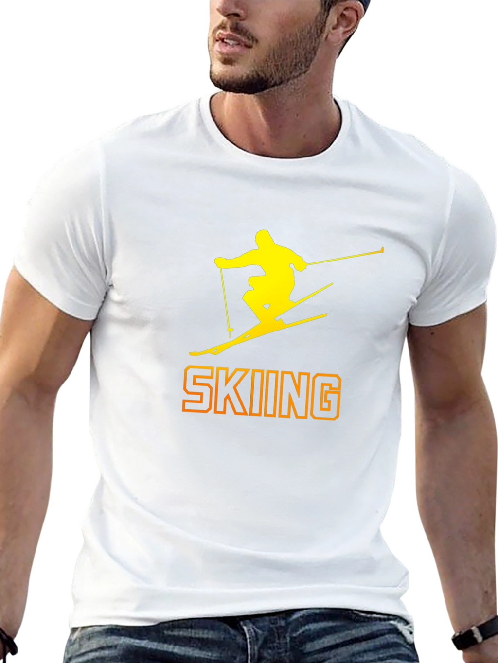 Skiing Silhouette Graphic Tee - Black