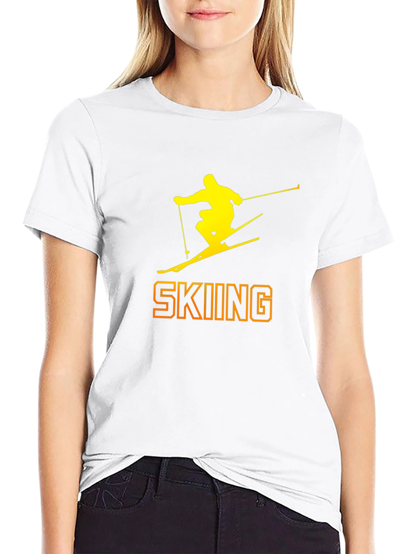 Skiing Silhouette Graphic Tee - Black