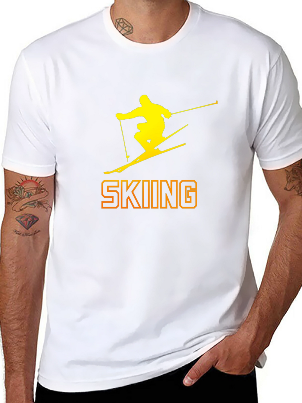 Skiing Silhouette Graphic Tee - Black