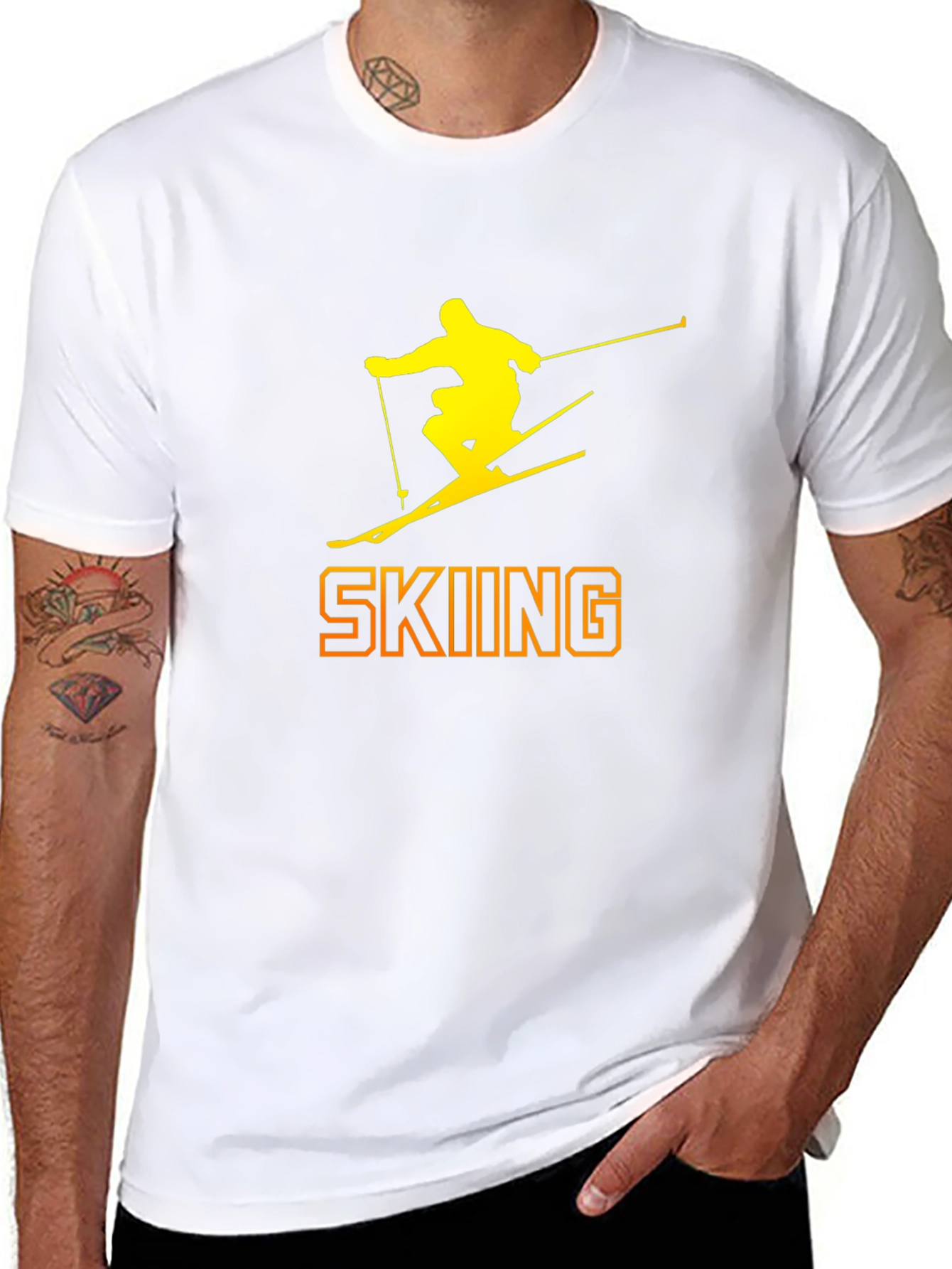 Skiing Silhouette Graphic Tee - Black