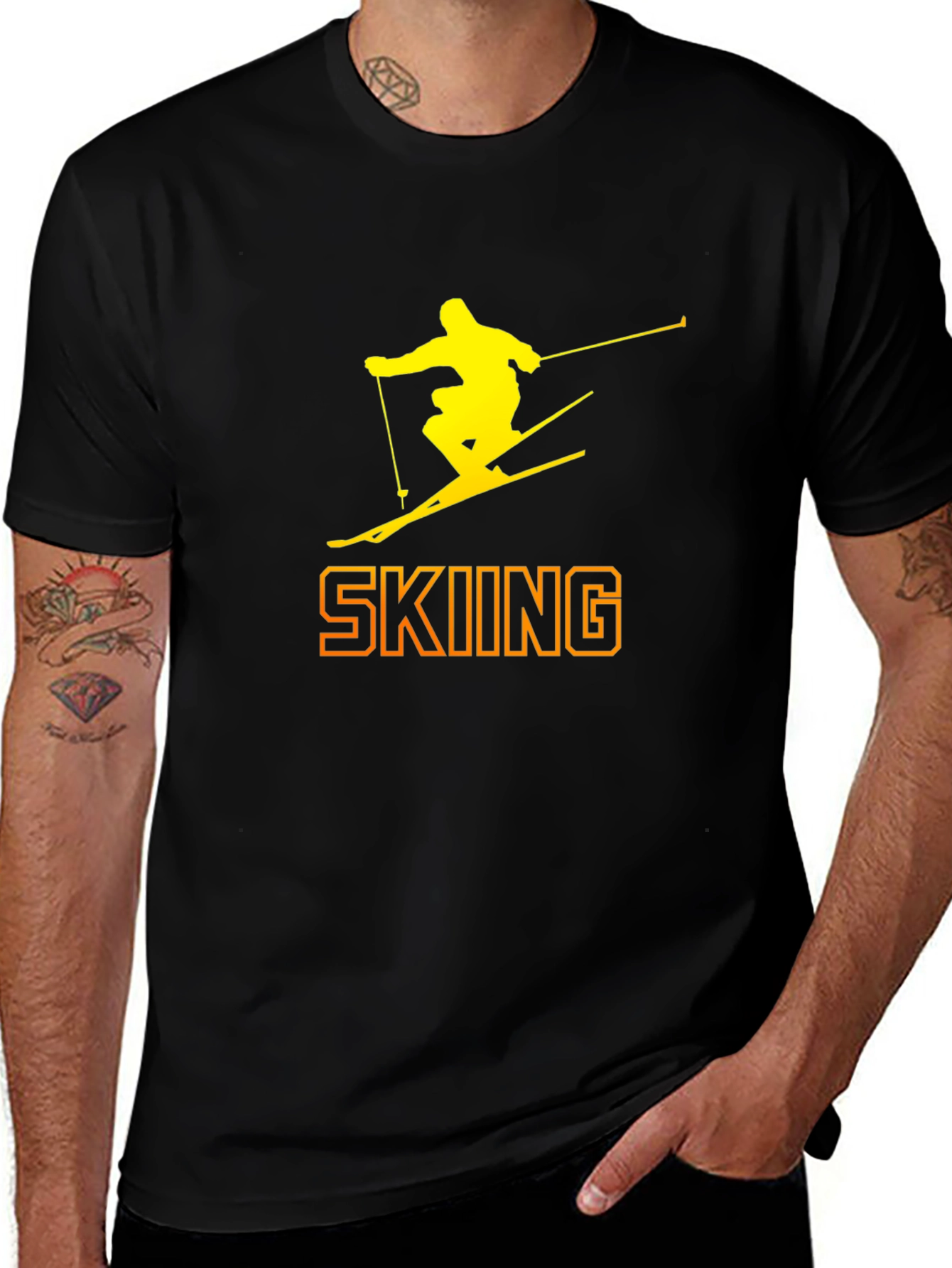 Skiing Silhouette Graphic Tee - Black