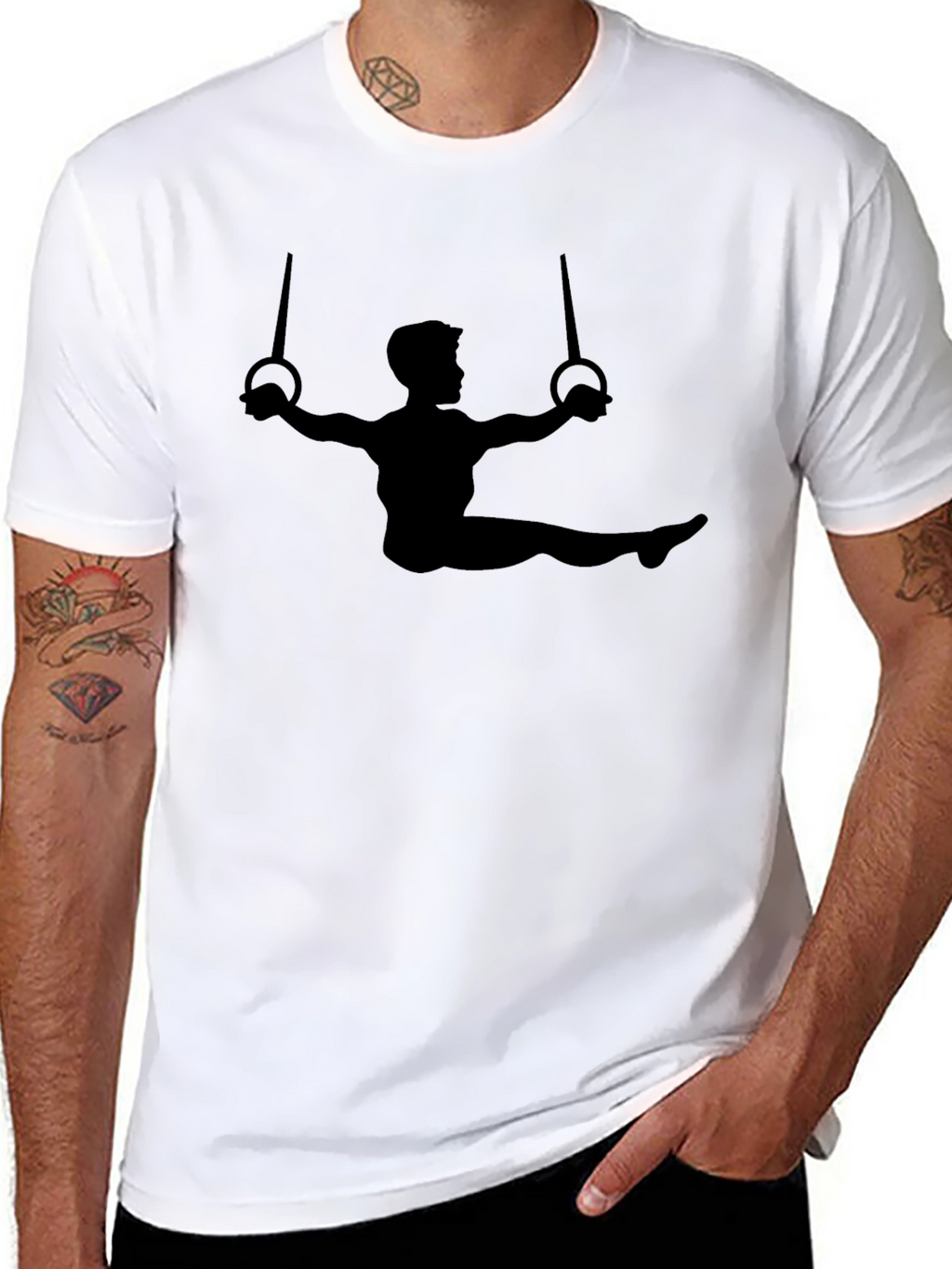 Gymnast Rings Graphic Tee - Black Cotton T-Shirt
