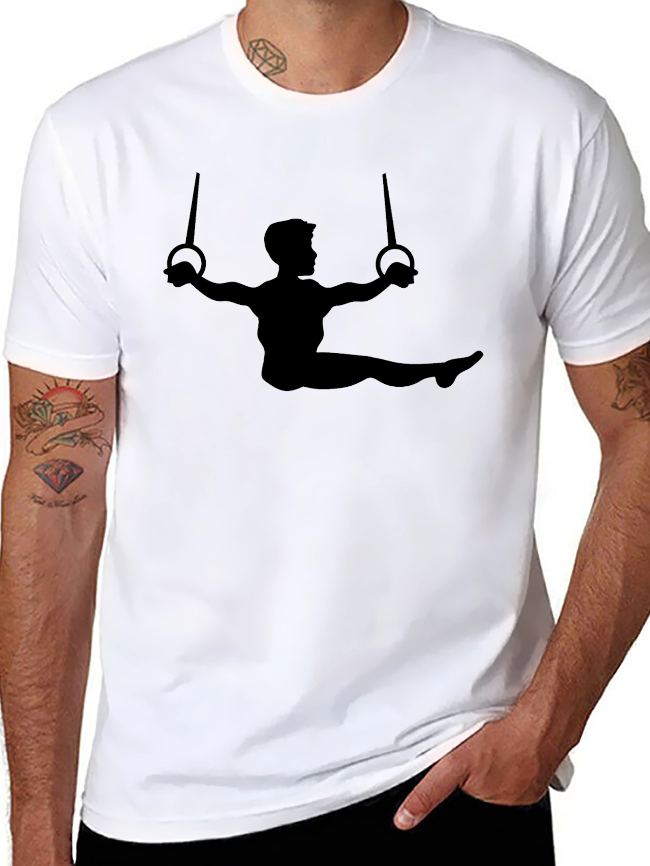 Gymnast Rings Graphic Tee - Black Cotton T-Shirt