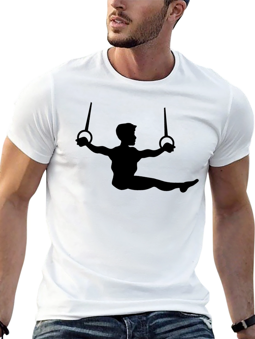 Gymnast Rings Graphic Tee - Black Cotton T-Shirt