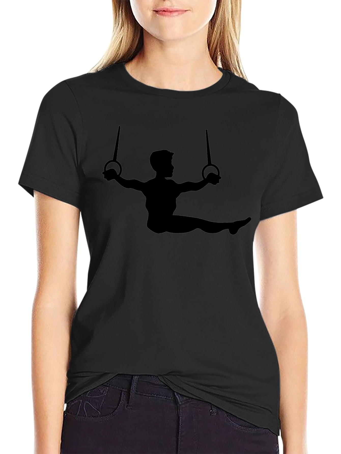 Gymnast Rings Graphic Tee - Black Cotton T-Shirt