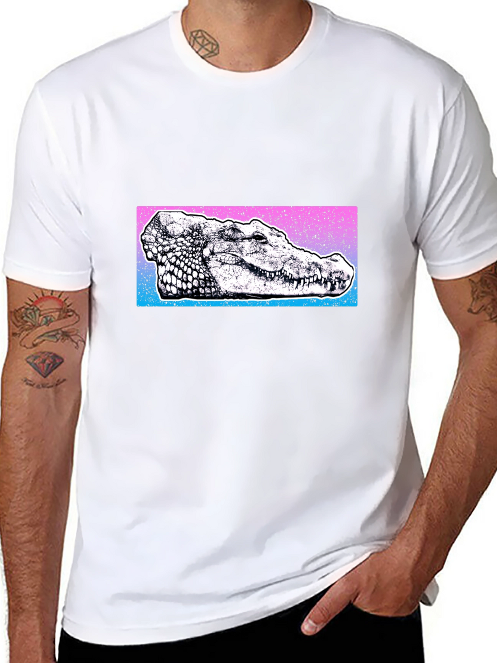 Cool Crocodile Graphic Tee - Black Cotton Blend