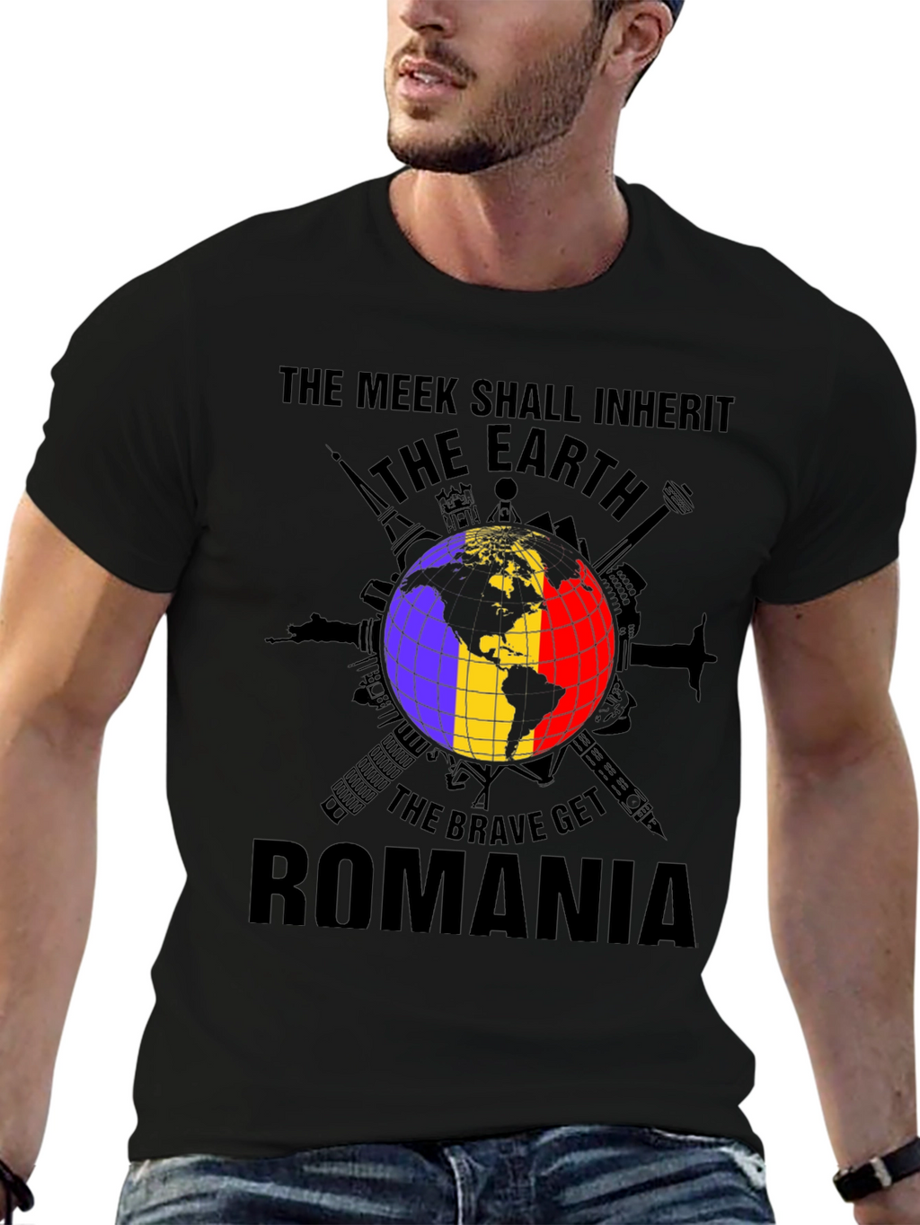Romania Earth Graphic Tee - Patriotic Pride