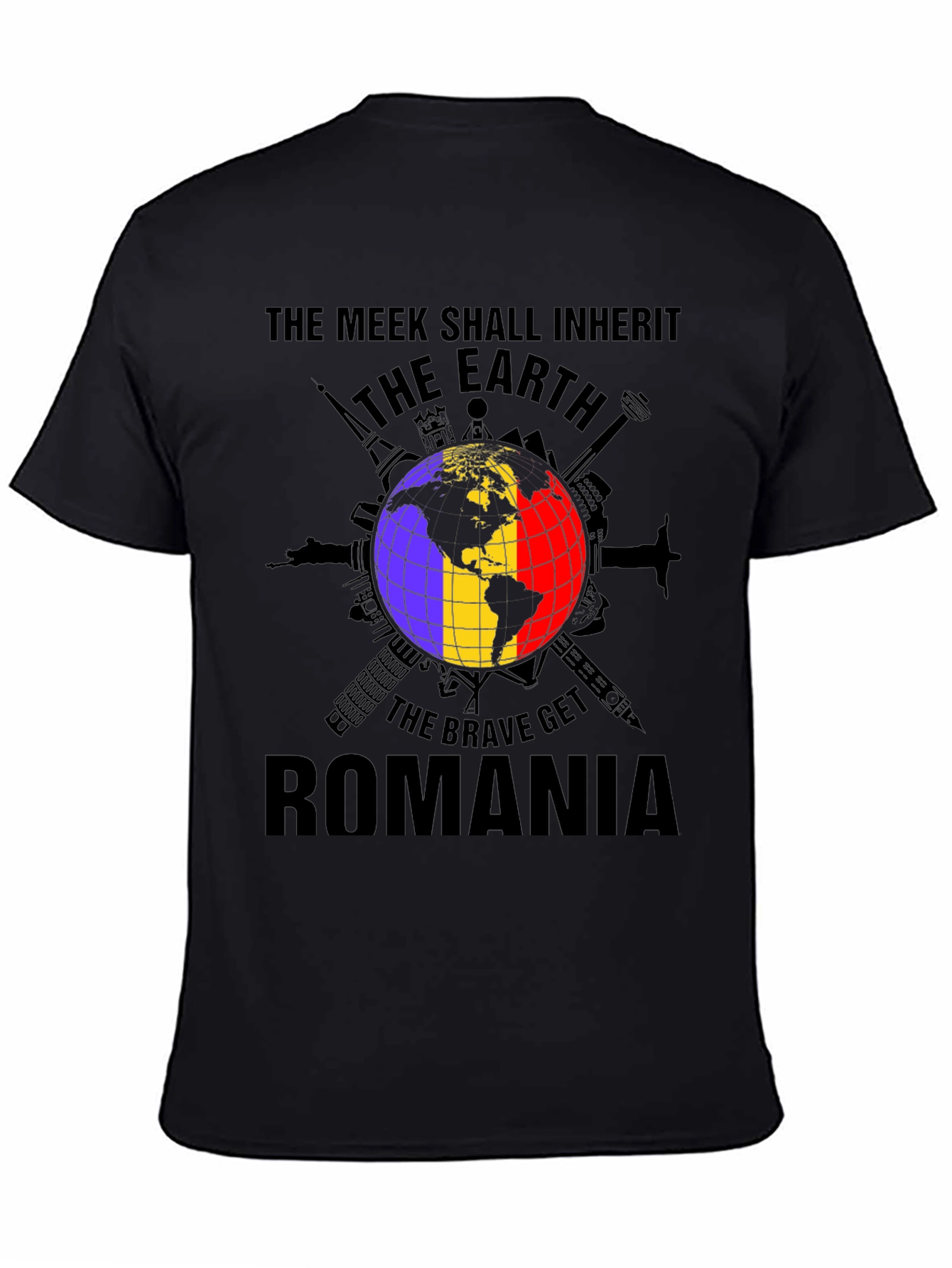 Romania Earth Graphic Tee - Patriotic Pride