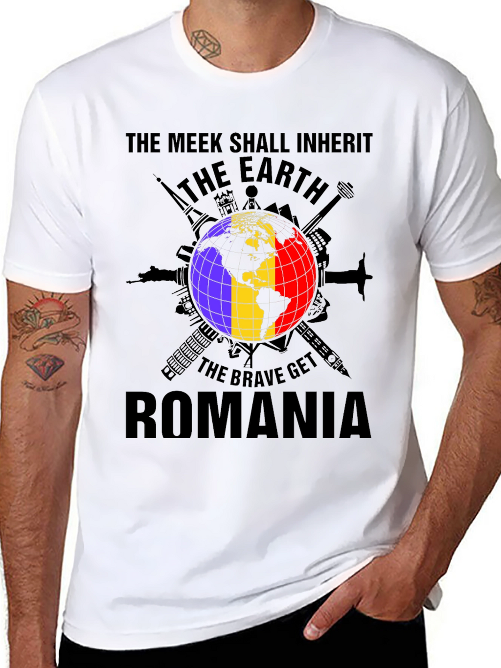 Romania Earth Graphic Tee - Patriotic Pride