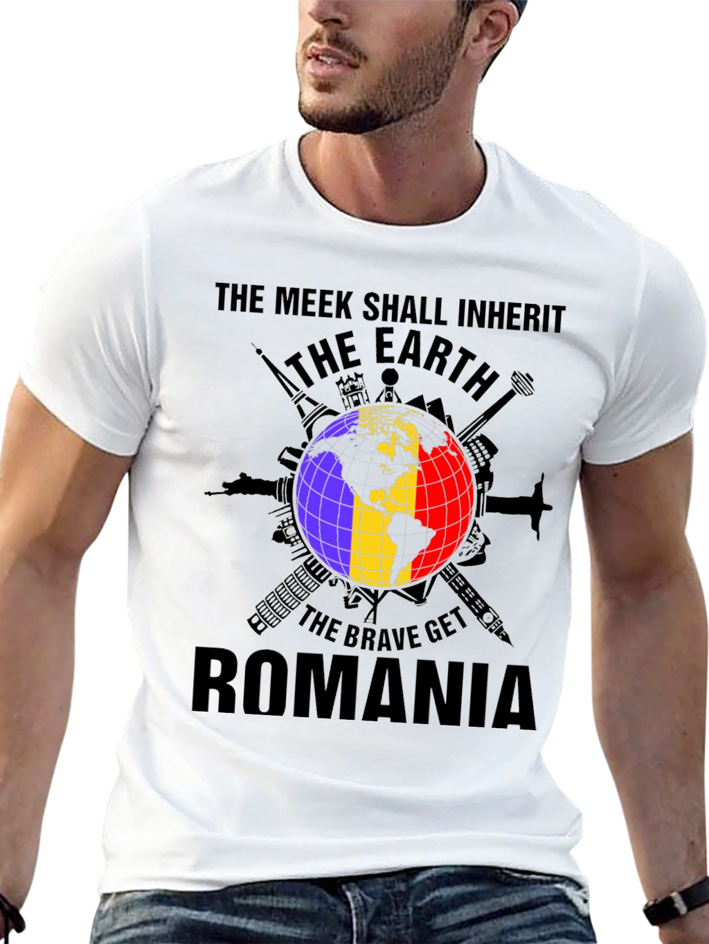 Romania Earth Graphic Tee - Patriotic Pride