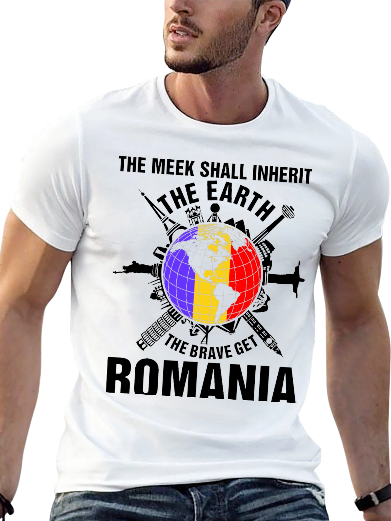 Romania Earth Graphic Tee - Patriotic Pride