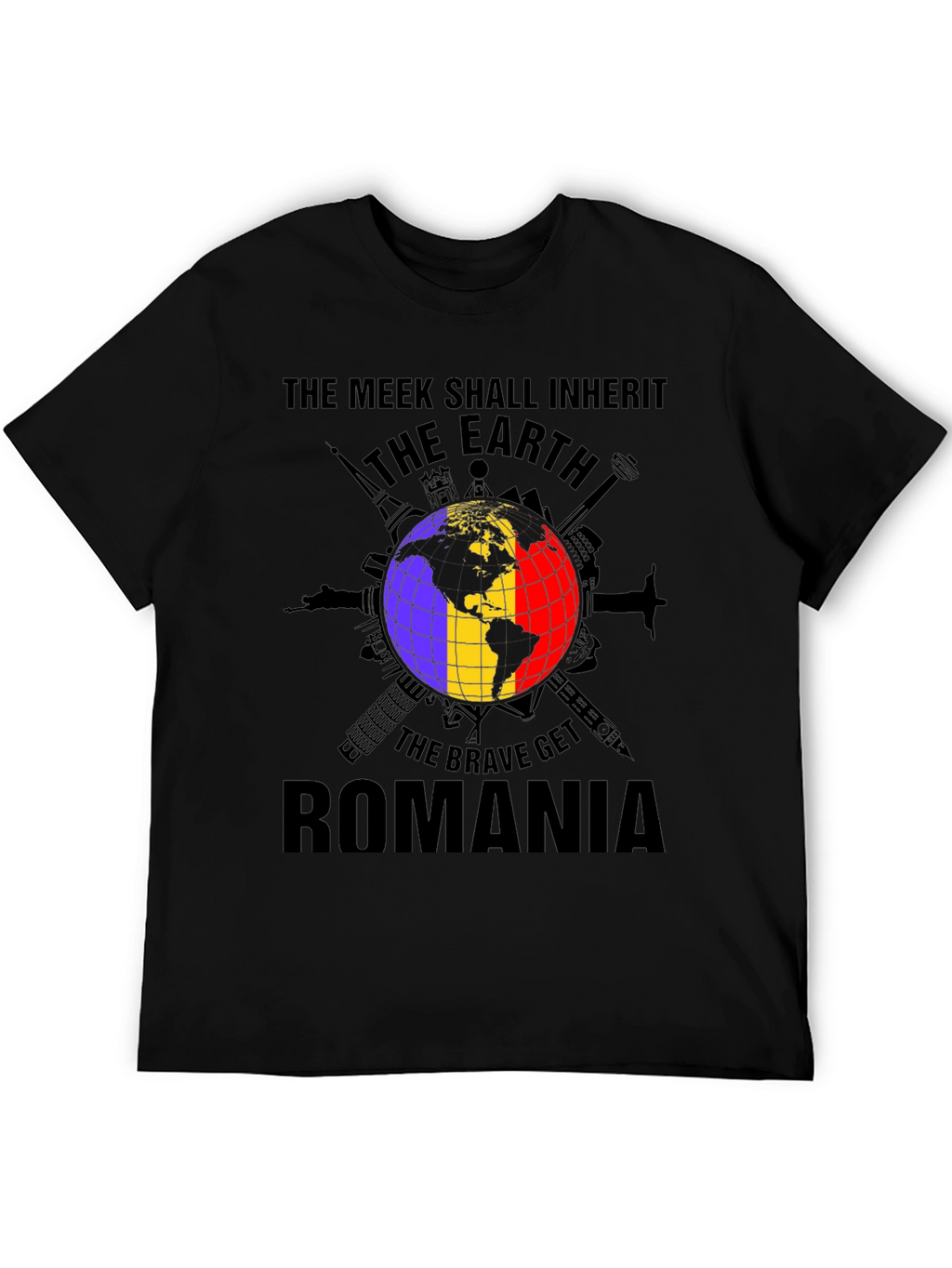 Romania Earth Graphic Tee - Patriotic Pride