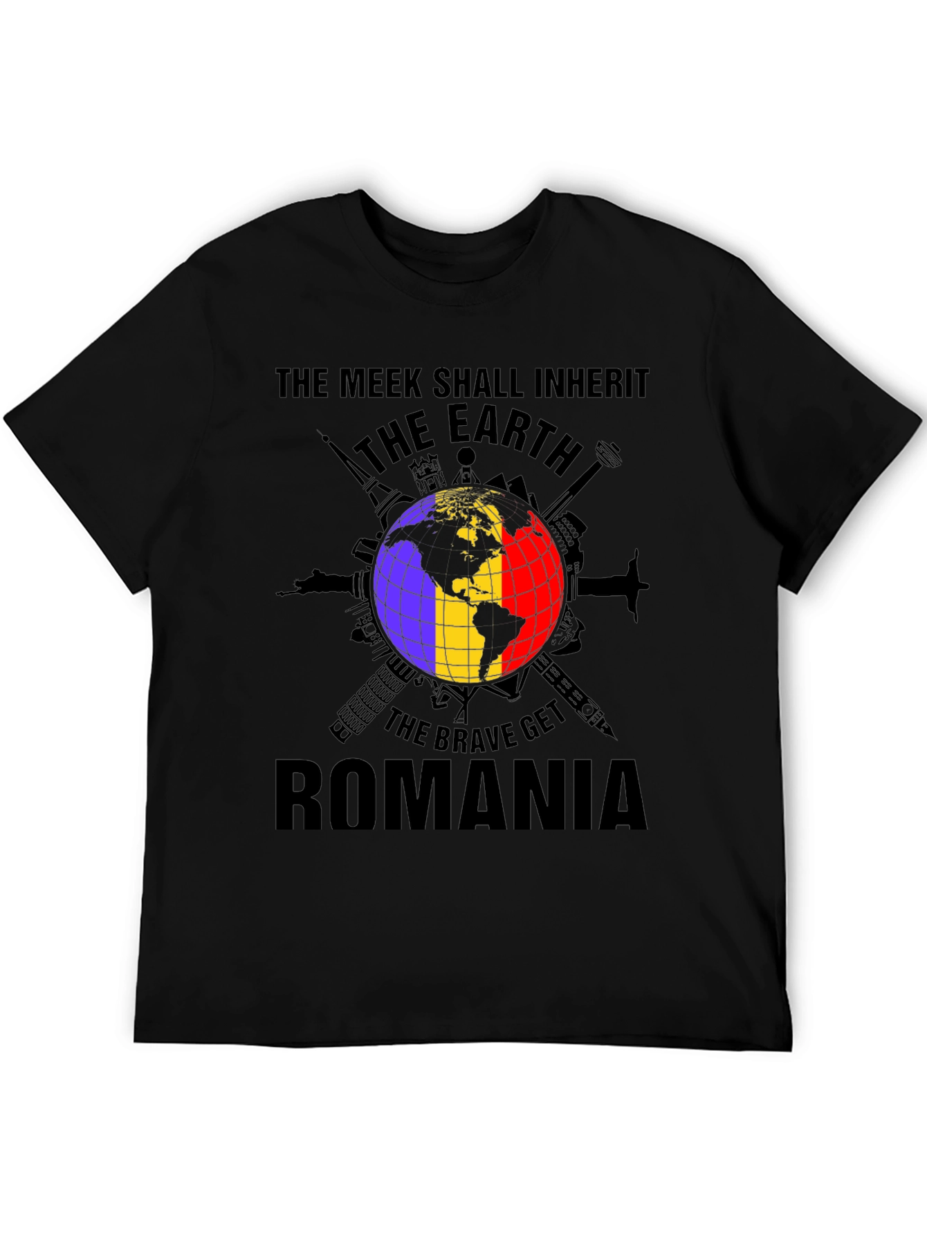 Romania Earth Graphic Tee - Patriotic Pride