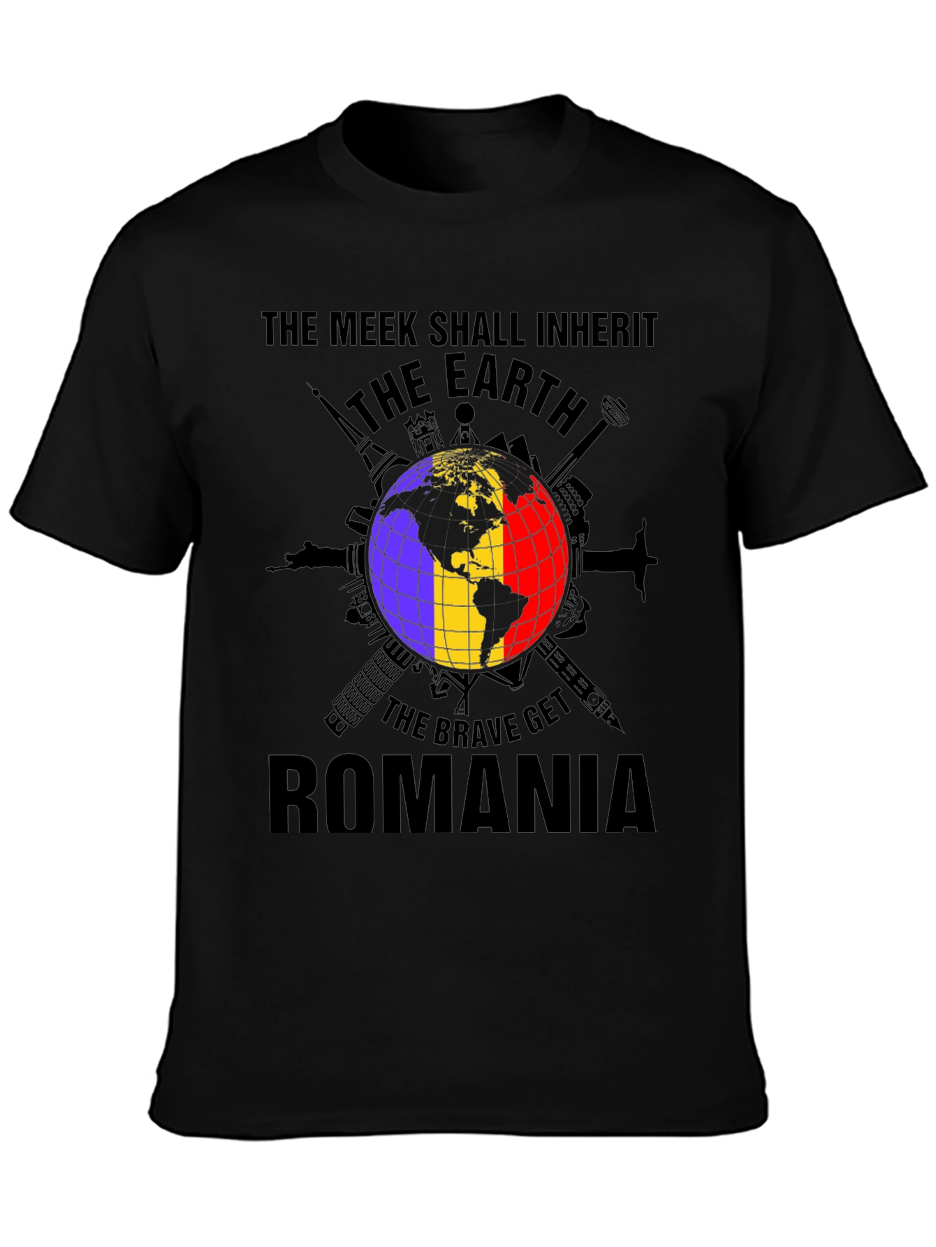 Romania Earth Graphic Tee - Patriotic Pride