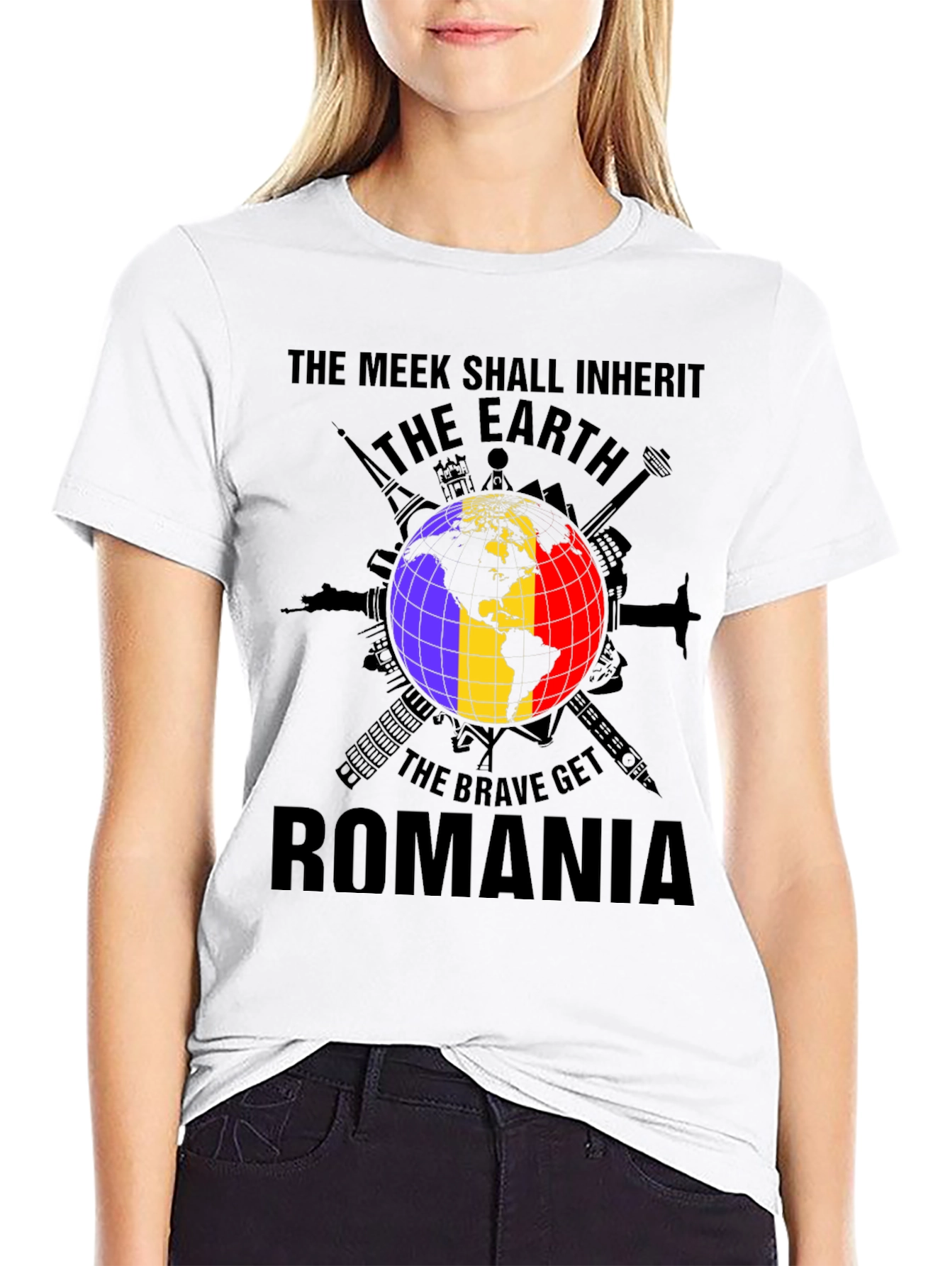 Romania Earth Graphic Tee - Patriotic Pride