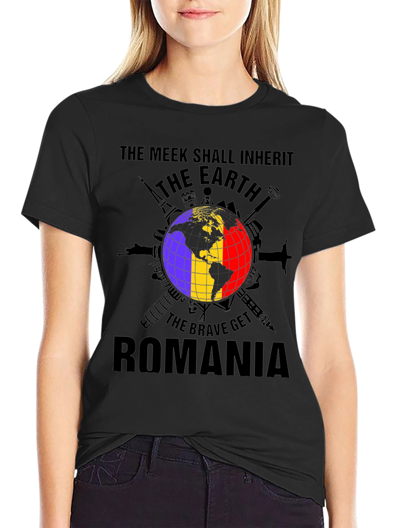 Romania Earth Graphic Tee - Patriotic Pride