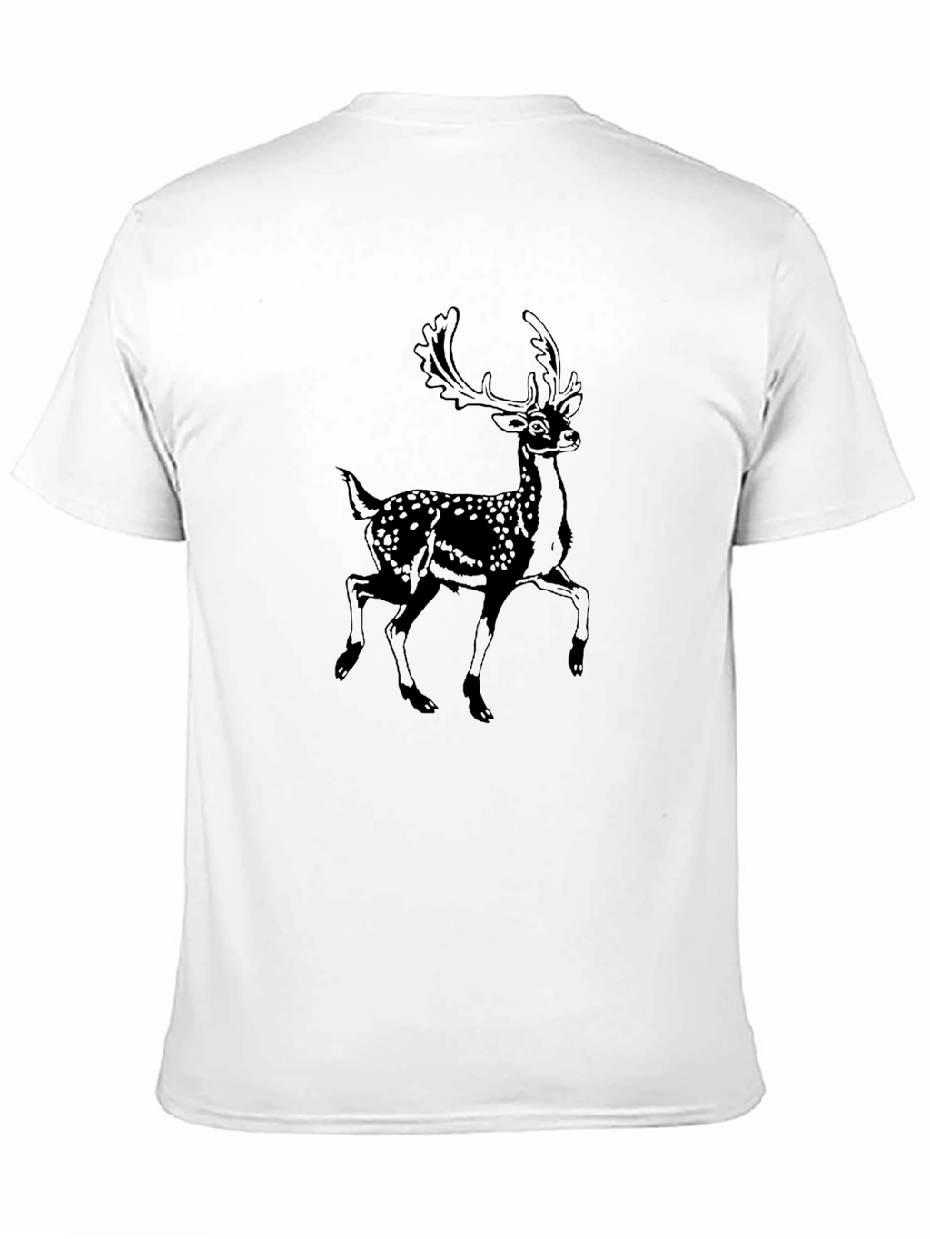 Mens Black T-Shirt with Deer Graphic