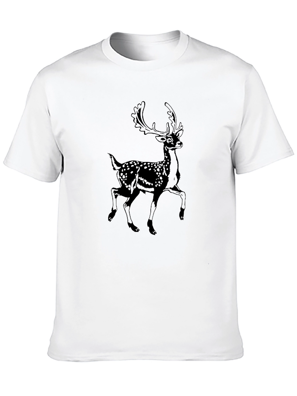 Mens Black T-Shirt with Deer Graphic
