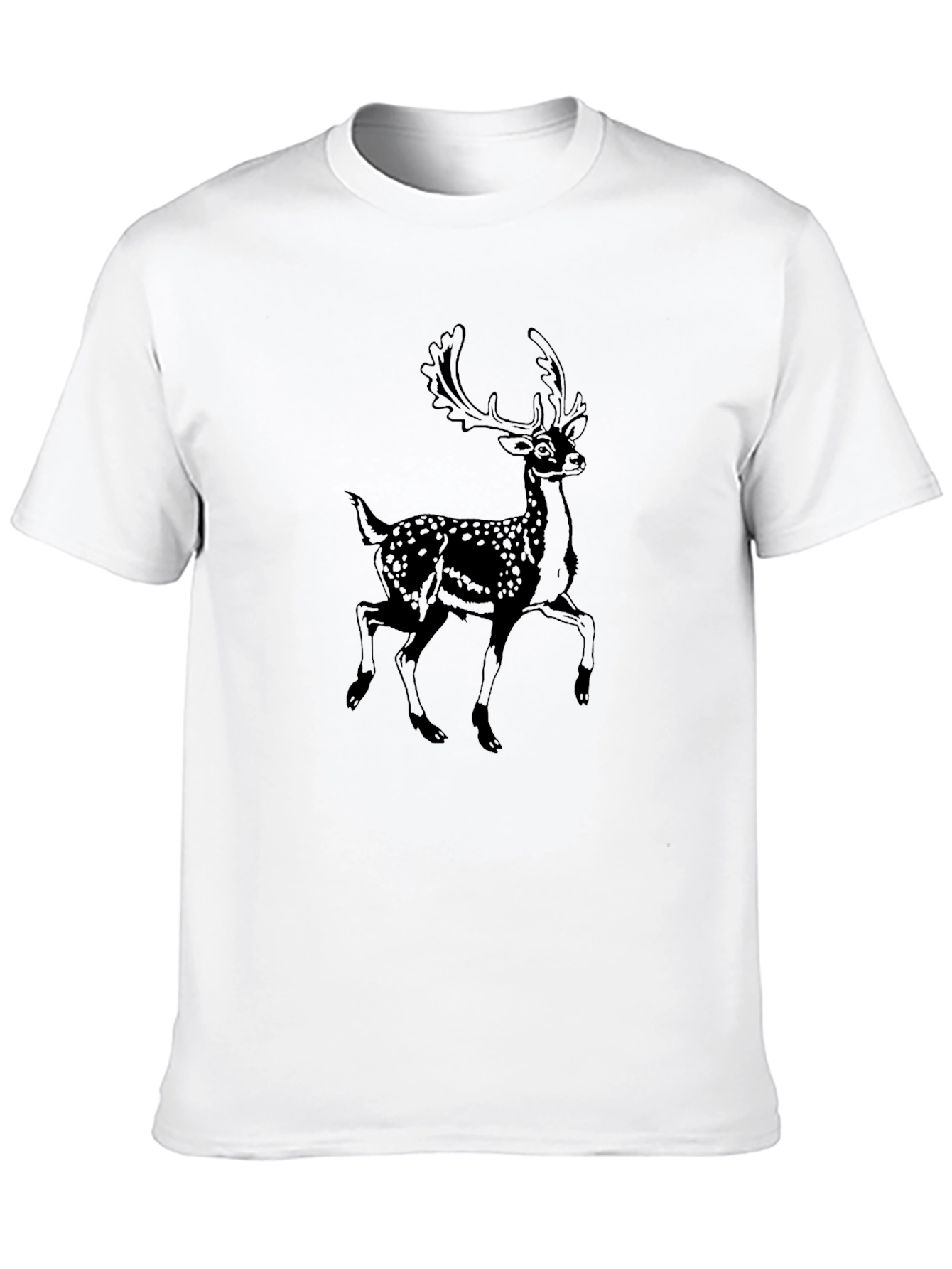 Mens Black T-Shirt with Deer Graphic