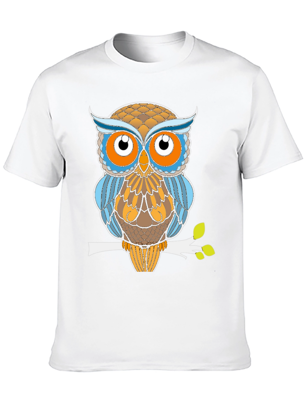 Stylized Owl Graphic Tee - Black Cotton Blend