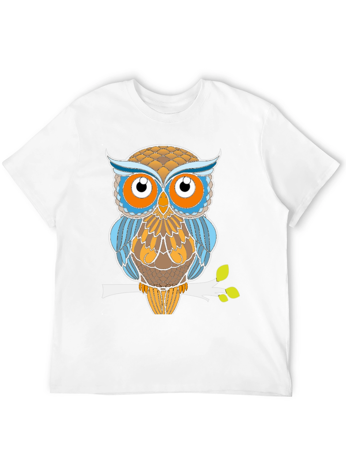 Stylized Owl Graphic Tee - Black Cotton Blend