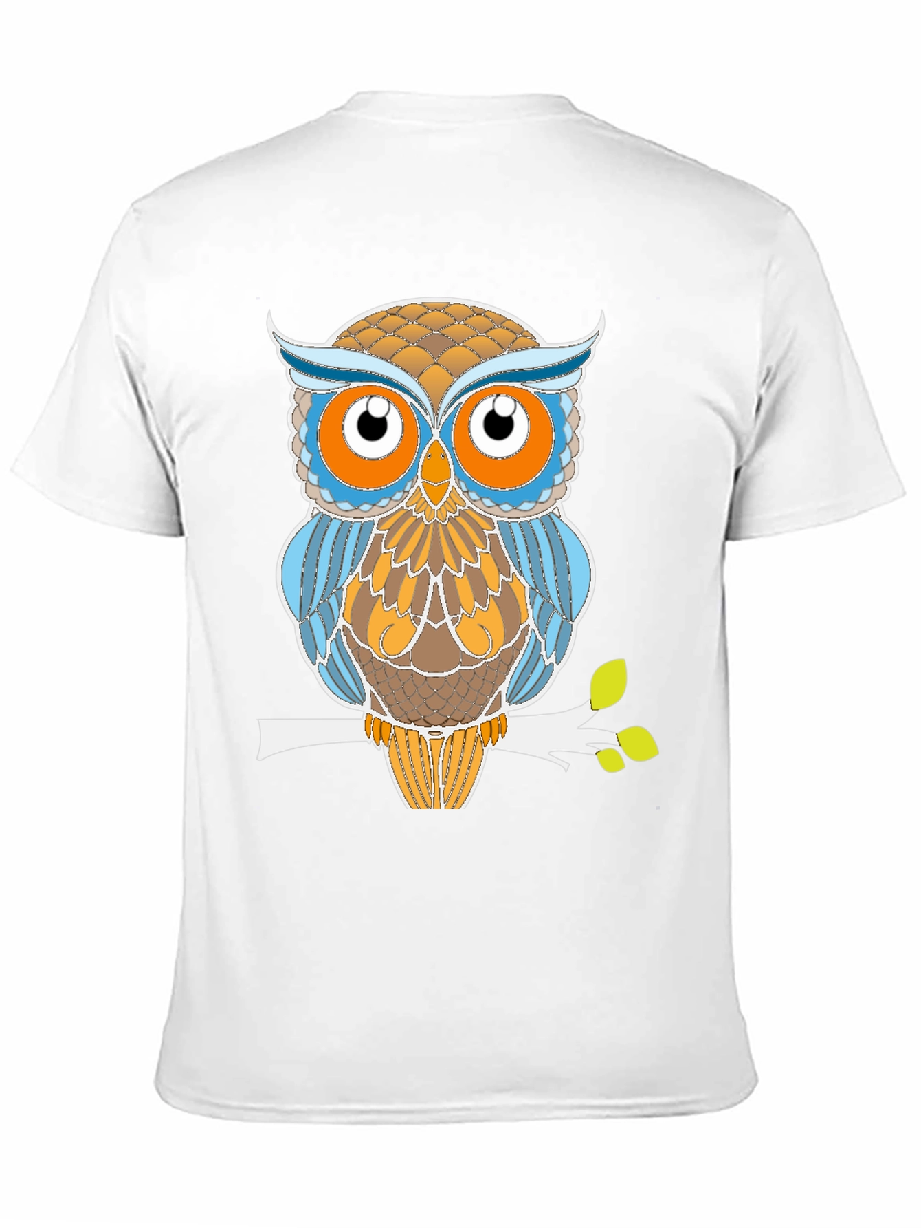 Stylized Owl Graphic Tee - Black Cotton Blend